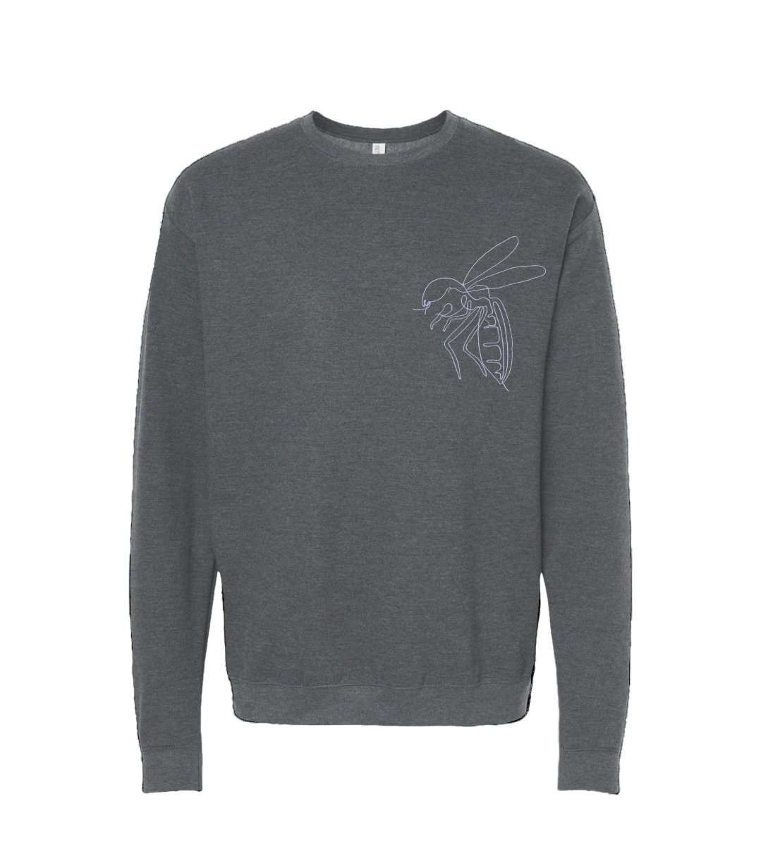 OVERSIZED EMBROIDERED LILAC MOSQUITO GRAY SWEATSHIRT