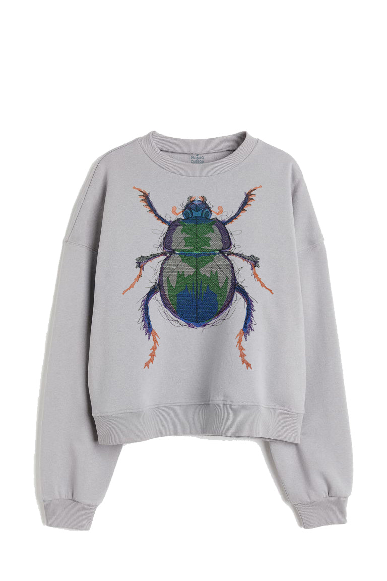 CROPPED DEEP GRAY BEETLE SWEATSHIRT