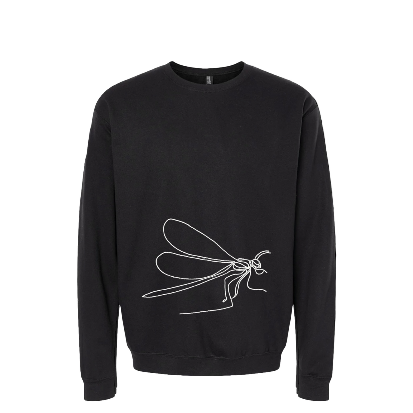 OVERSIZED EMBROIDERED WHITE FIRE-FLY BLACK SWEATSHIRT