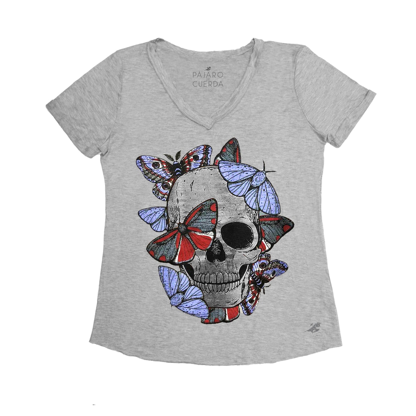 SILVER SKULL AND BUTTERFLIES