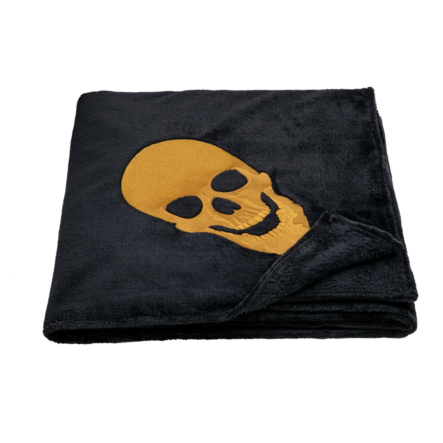 EMBROIDERED GOLDEN SKULL TV BLANKET