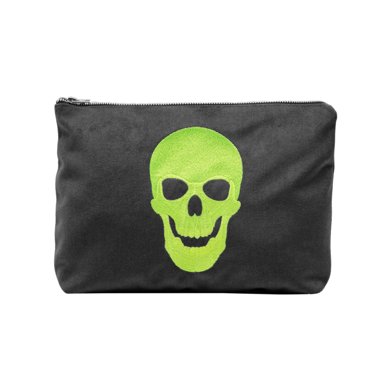 EMBROIDERED YELLOW HIGHLIGHTHER SKULL CLUTCH
