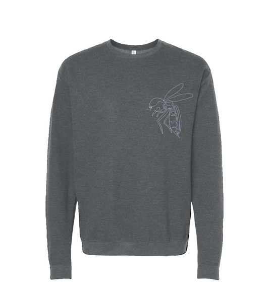 OVERSIZED EMBROIDERED LILAC MOSQUITO GRAY SWEATSHIRT