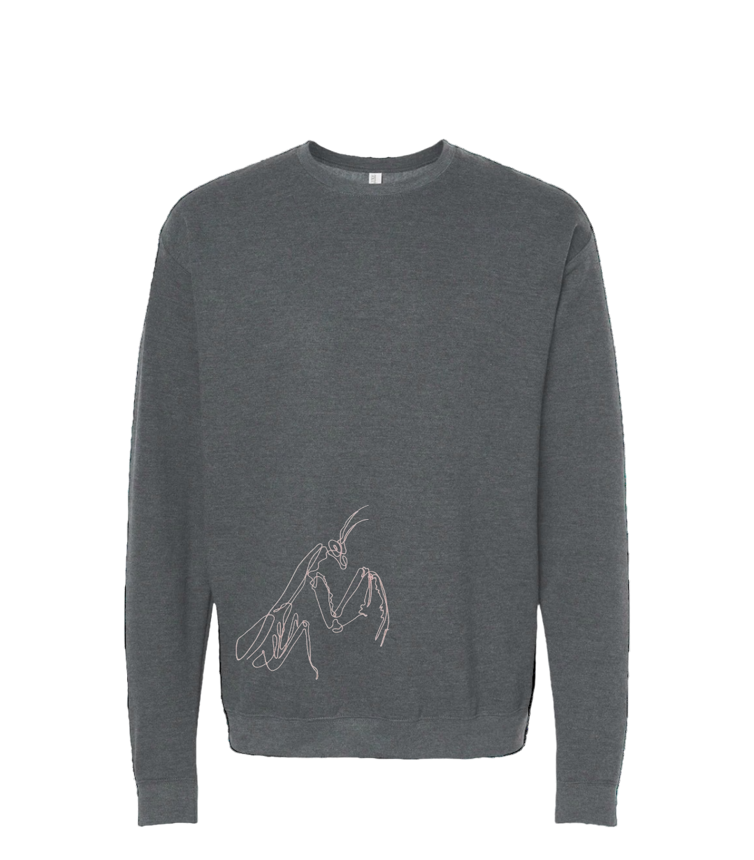 OVERSIZED EMBROIDERED PINK CRICKET GRAY SWEATSHIRT