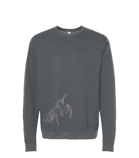 OVERSIZED EMBROIDERED PINK CRICKET GRAY SWEATSHIRT