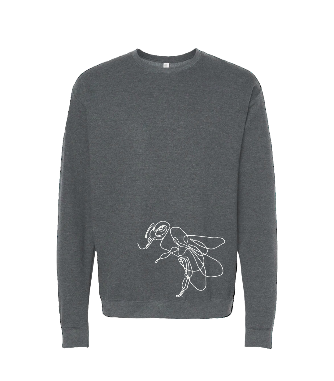 OVERSIZED EMBROIDERED WHITE FLY GRAY SWEATSHIRT