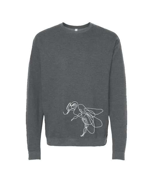 OVERSIZED EMBROIDERED WHITE FLY GRAY SWEATSHIRT