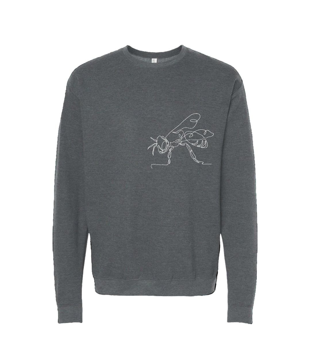 OVERSIZED EMBROIDERED WHITE FLY GRAY SWEATSHIRT