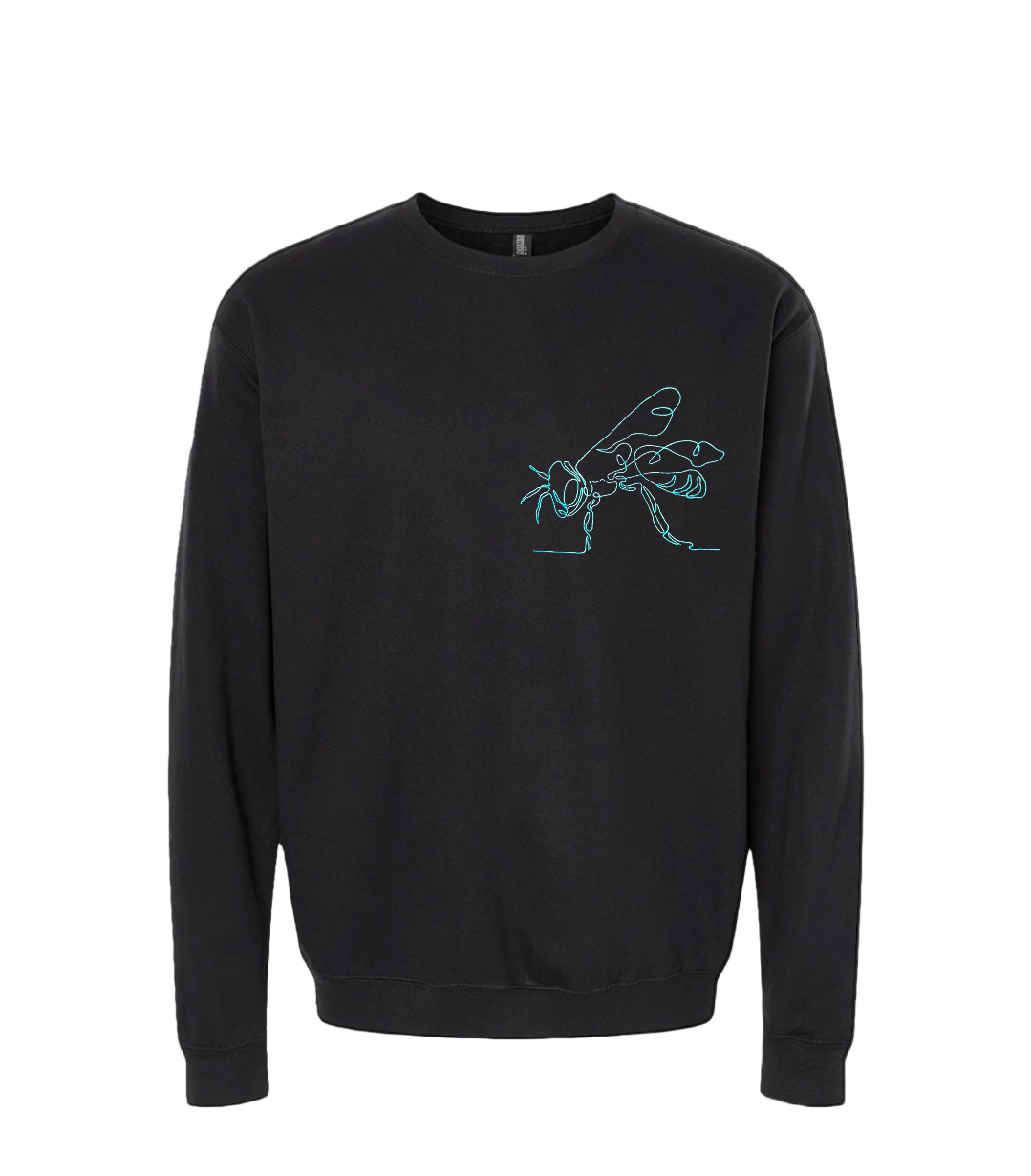 OVERSIZED EMBROIDERED BLUE BEE BLACK SWEATSHIRT