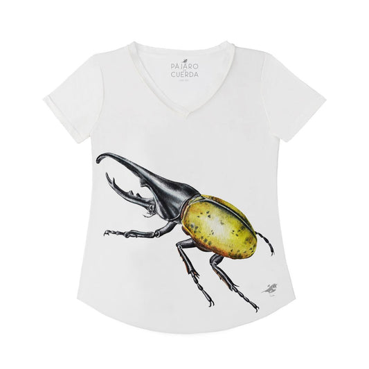 WATERCOLOR PAINT YELLOW AND BLACK SHARP-POINTED BEETLE