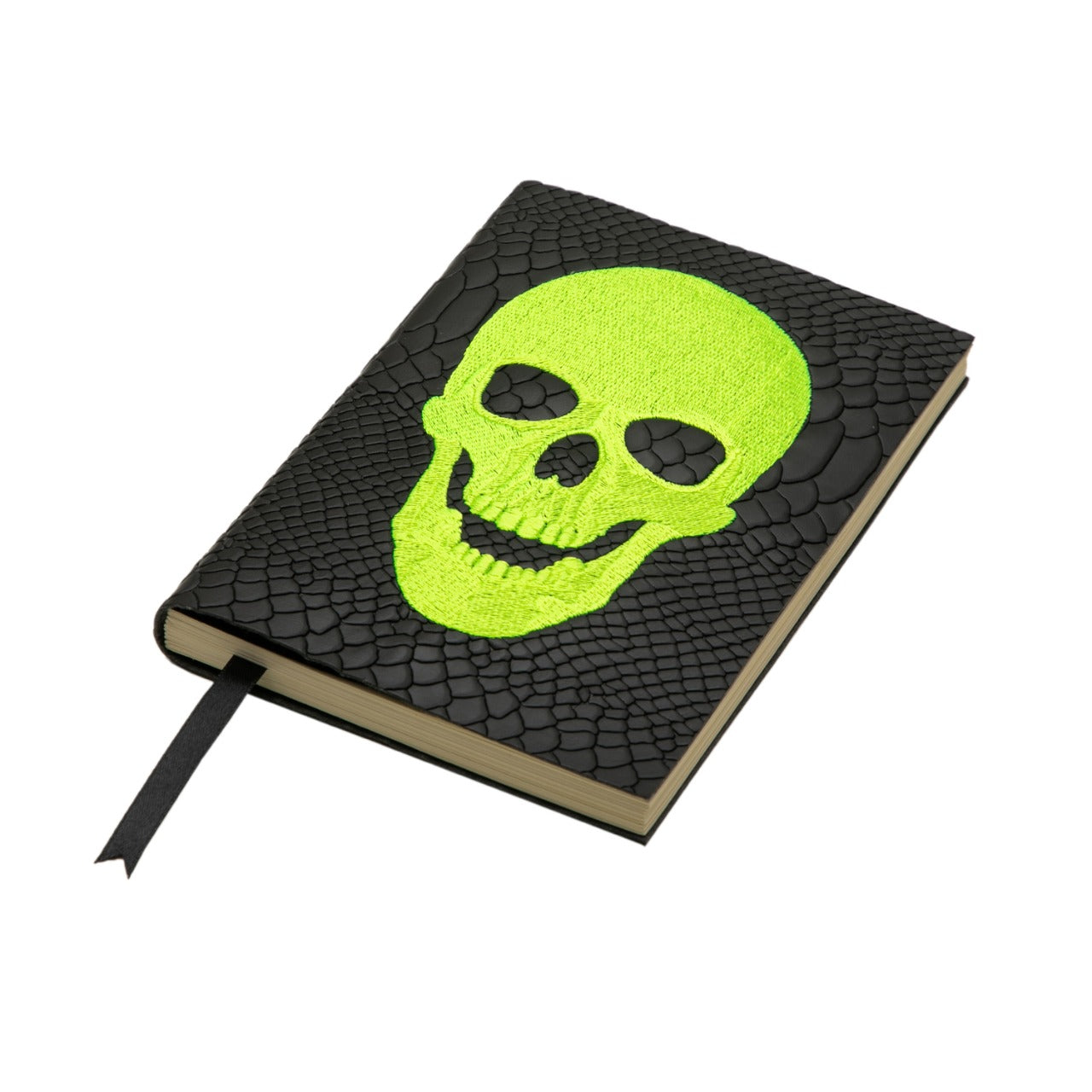 EMBROIDERED YELLOW HIGHLIGHTER SKULL NOTEBOOK