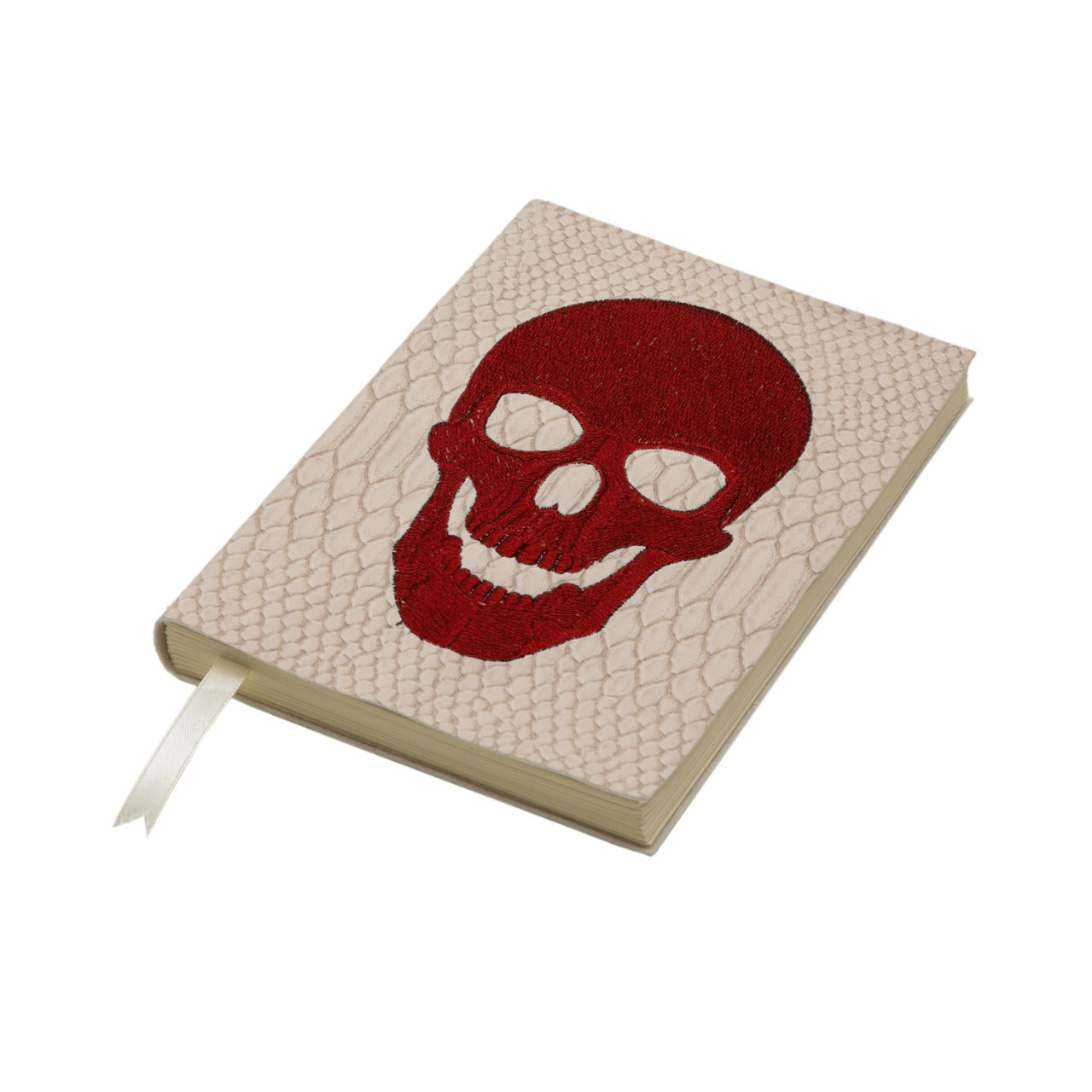 EMBROIDERED BORDEAUX SKULL NOTEBOOK